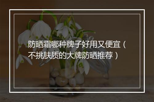 防晒霜哪种牌子好用又便宜（不挑肤质的大牌防晒推荐）