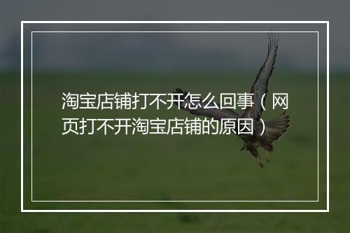 淘宝店铺打不开怎么回事（网页打不开淘宝店铺的原因）