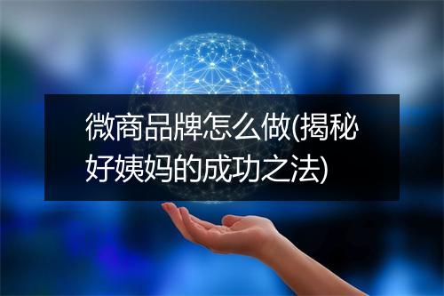 微商品牌怎么做(揭秘好姨妈的成功之法)