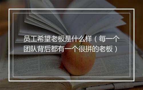员工希望老板是什么样（每一个团队背后都有一个很拼的老板）