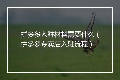 拼多多入驻材料需要什么（拼多多专卖店入驻流程）