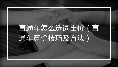 直通车怎么选词出价（直通车竞价技巧及方法）