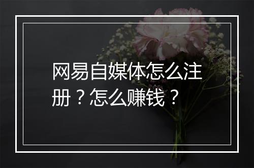 网易自媒体怎么注册？怎么赚钱？