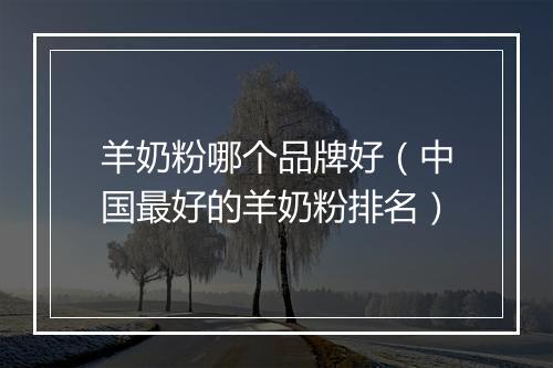 羊奶粉哪个品牌好（中国最好的羊奶粉排名）