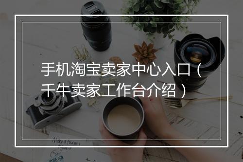 手机淘宝卖家中心入口（千牛卖家工作台介绍）