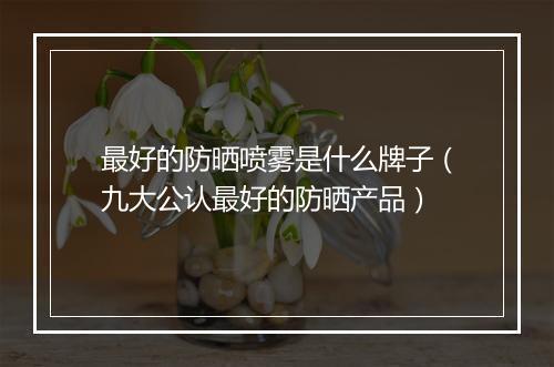 最好的防晒喷雾是什么牌子（九大公认最好的防晒产品）