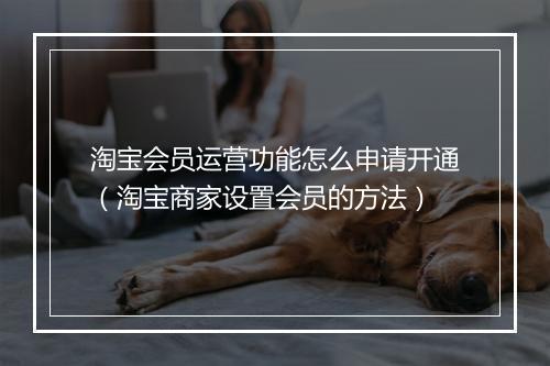 淘宝会员运营功能怎么申请开通（淘宝商家设置会员的方法）