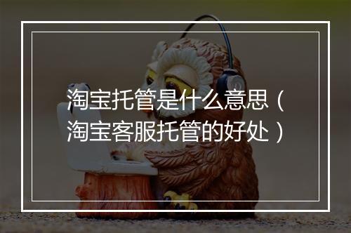 淘宝托管是什么意思（淘宝客服托管的好处）