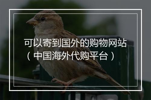 可以寄到国外的购物网站（中国海外代购平台）