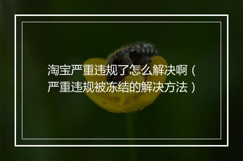 淘宝严重违规了怎么解决啊（严重违规被冻结的解决方法）