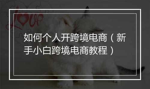 如何个人开跨境电商（新手小白跨境电商教程）