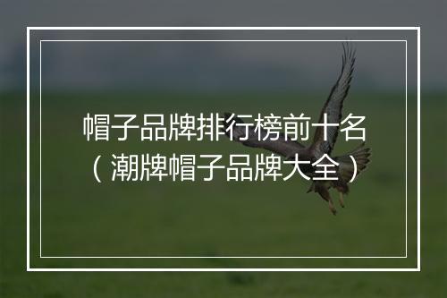 帽子品牌排行榜前十名（潮牌帽子品牌大全）