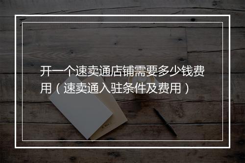 开一个速卖通店铺需要多少钱费用（速卖通入驻条件及费用）