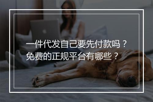 一件代发自己要先付款吗？免费的正规平台有哪些？