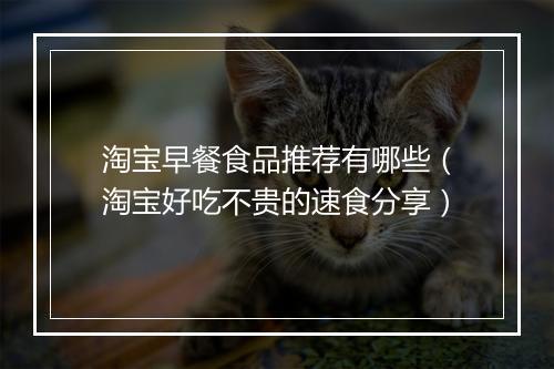 淘宝早餐食品推荐有哪些（淘宝好吃不贵的速食分享）