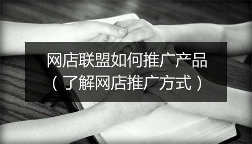 网店联盟如何推广产品（了解网店推广方式）