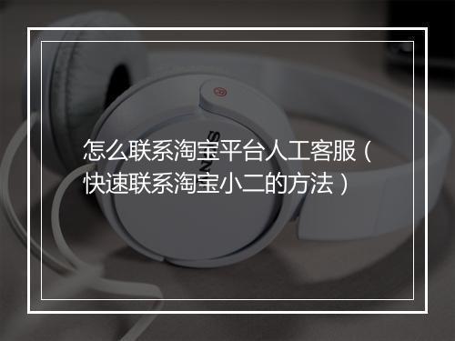 怎么联系淘宝平台人工客服（快速联系淘宝小二的方法）