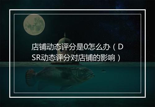 店铺动态评分是0怎么办（DSR动态评分对店铺的影响）