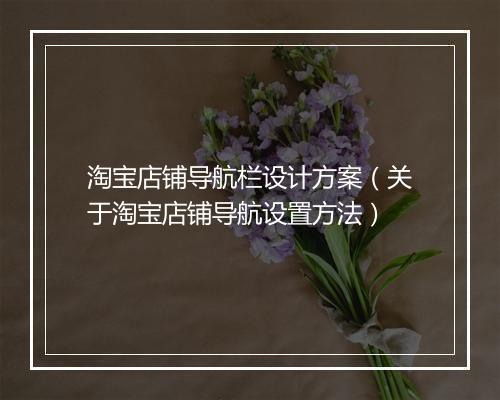 淘宝店铺导航栏设计方案（关于淘宝店铺导航设置方法）