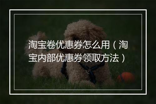 淘宝卷优惠券怎么用（淘宝内部优惠券领取方法）