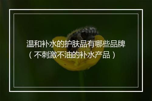 温和补水的护肤品有哪些品牌（不刺激不油的补水产品）