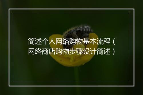 简述个人网络购物基本流程（网络商店购物步骤设计简述）