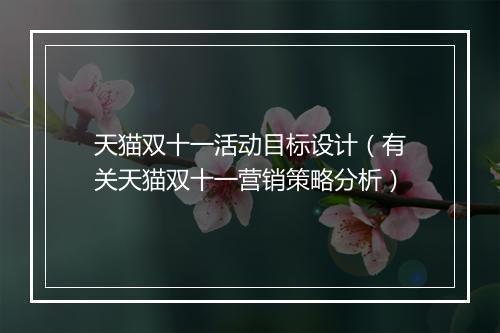天猫双十一活动目标设计（有关天猫双十一营销策略分析）