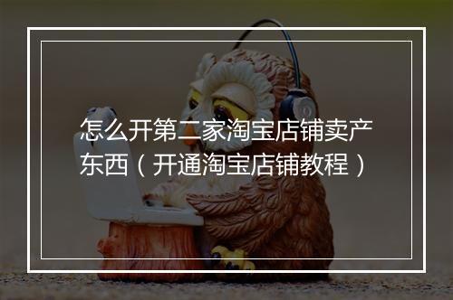 怎么开第二家淘宝店铺卖产东西（开通淘宝店铺教程）