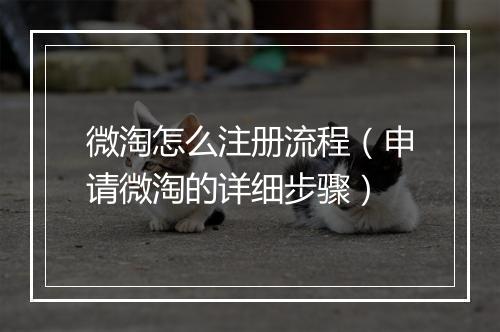 微淘怎么注册流程（申请微淘的详细步骤）