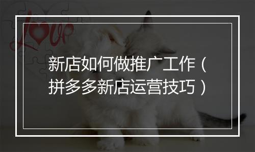 新店如何做推广工作（拼多多新店运营技巧）
