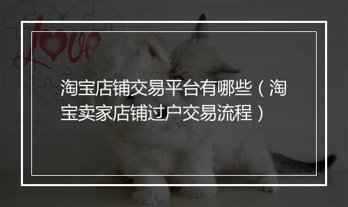 淘宝店铺交易平台有哪些（淘宝卖家店铺过户交易流程）