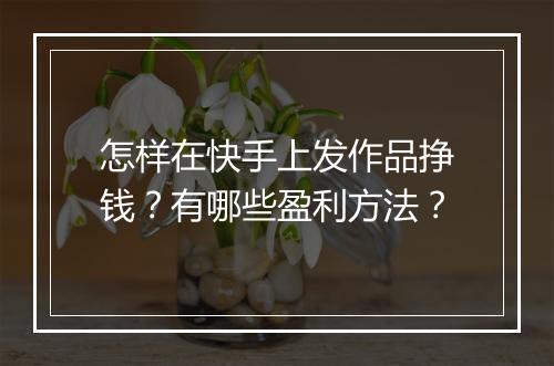 怎样在快手上发作品挣钱？有哪些盈利方法？