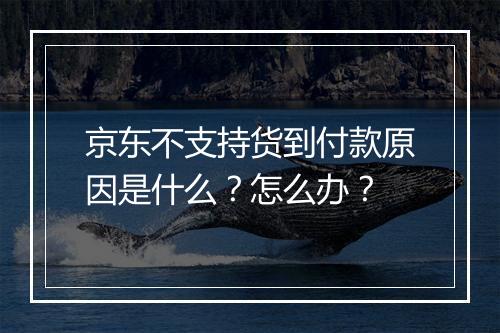 京东不支持货到付款原因是什么？怎么办？