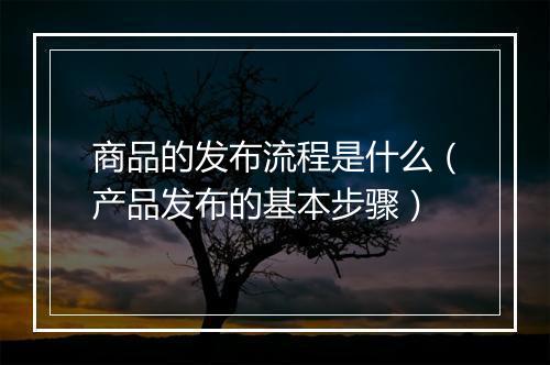 商品的发布流程是什么（产品发布的基本步骤）