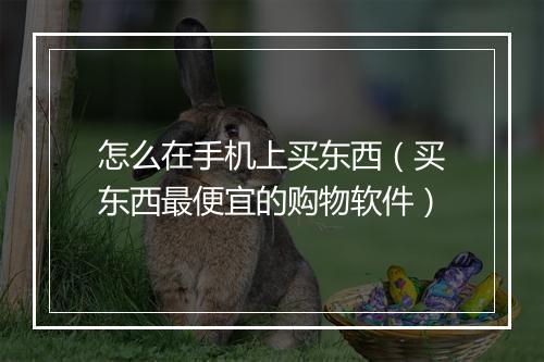 怎么在手机上买东西（买东西最便宜的购物软件）