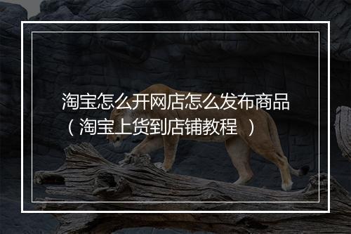 淘宝怎么开网店怎么发布商品（淘宝上货到店铺教程 ）