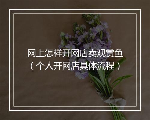 网上怎样开网店卖观赏鱼（个人开网店具体流程）