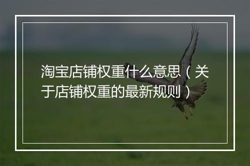 淘宝店铺权重什么意思（关于店铺权重的最新规则）
