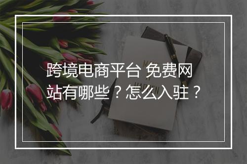 跨境电商平台 免费网站有哪些？怎么入驻？