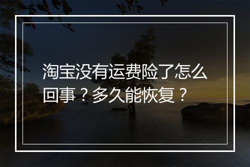 淘宝没有运费险了怎么回事？多久能恢复？