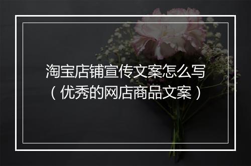 淘宝店铺宣传文案怎么写（优秀的网店商品文案）