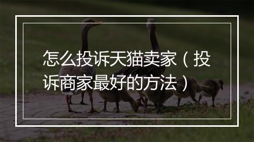 怎么投诉天猫卖家（投诉商家最好的方法）