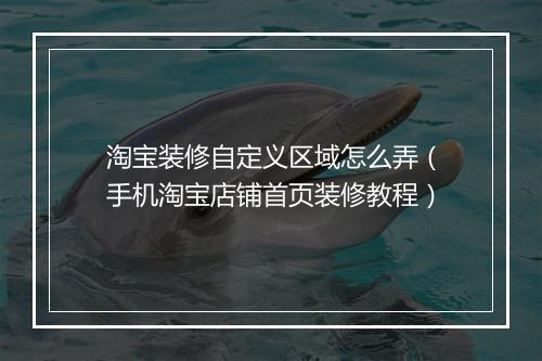 淘宝装修自定义区域怎么弄（手机淘宝店铺首页装修教程）