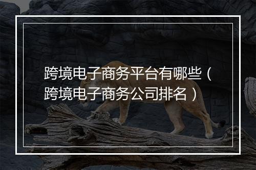 跨境电子商务平台有哪些（跨境电子商务公司排名）