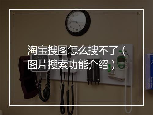 淘宝搜图怎么搜不了（图片搜索功能介绍）