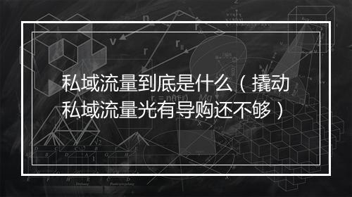 私域流量到底是什么（撬动私域流量光有导购还不够）