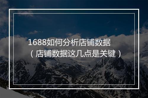 1688如何分析店铺数据（店铺数据这几点是关键）
