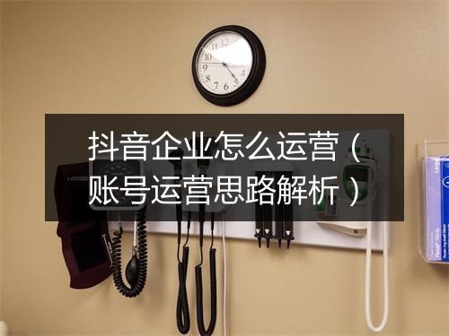抖音企业怎么运营（账号运营思路解析）