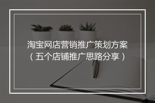 淘宝网店营销推广策划方案（五个店铺推广思路分享）