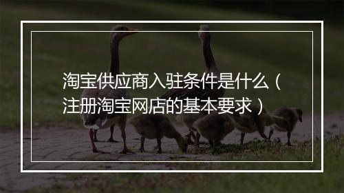 淘宝供应商入驻条件是什么（注册淘宝网店的基本要求）